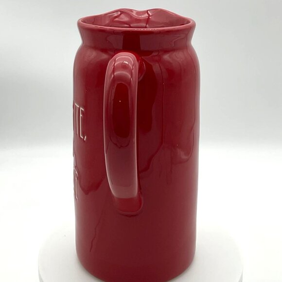 Rae Dunn Artisan Collection by Magenta Red White & Booze Ceramic Pitcher NIB - Picture 4 of 6